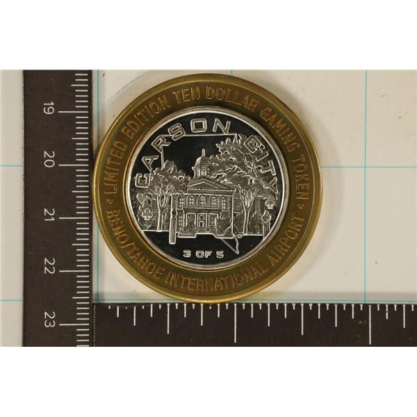 CASINO $10 SILVER TOKEN (UNC) RENO TAHOE 2003