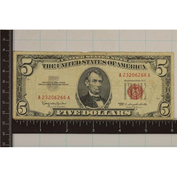 1963 US $5 RED SEAL NOTE