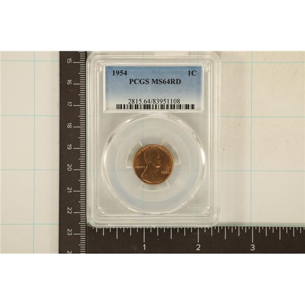 1954 LINCOLN WHEAT CENT PCGS MS64RD