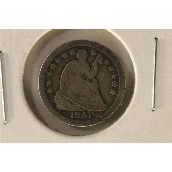 1857-O US SILVER SEATED LIB HALF DIME SCRATCHED