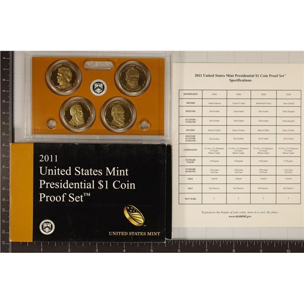 2011 PRESIDENTIAL DOLLAR 4 COIN PF SET WITH BOX &