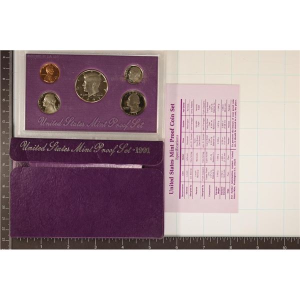 1991 US PROOF SET (WITH BOX) & WITH CERTIFICATE