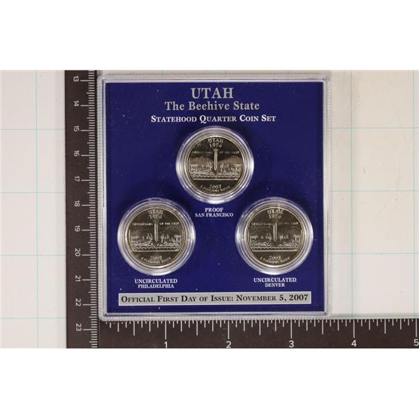 2007-P/D/S UTAH STATE QUARTER SET IN HARD PLASTIC