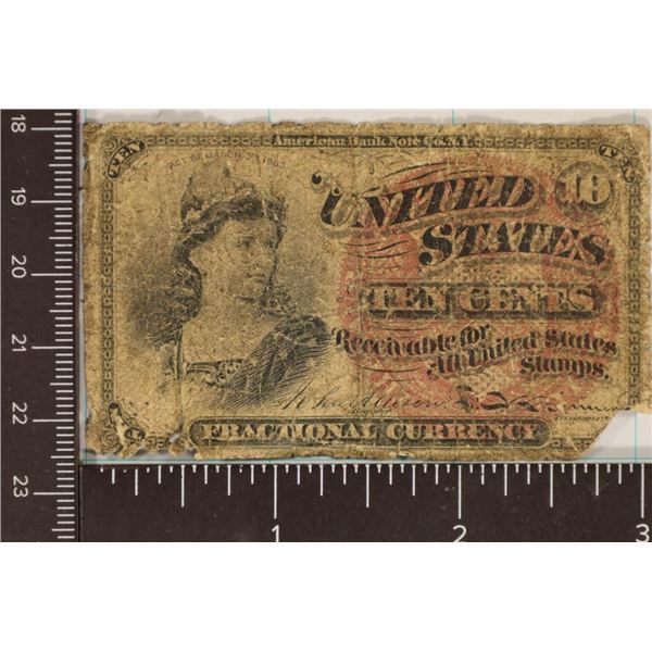 1863 TEN CENT US FRACTIONAL CURRENCY TOUGHER
