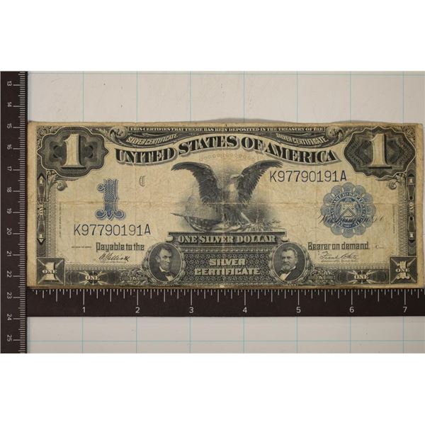 1899 US LARGE SIZE $1 BLACK EAGLE SILVER CERT.
