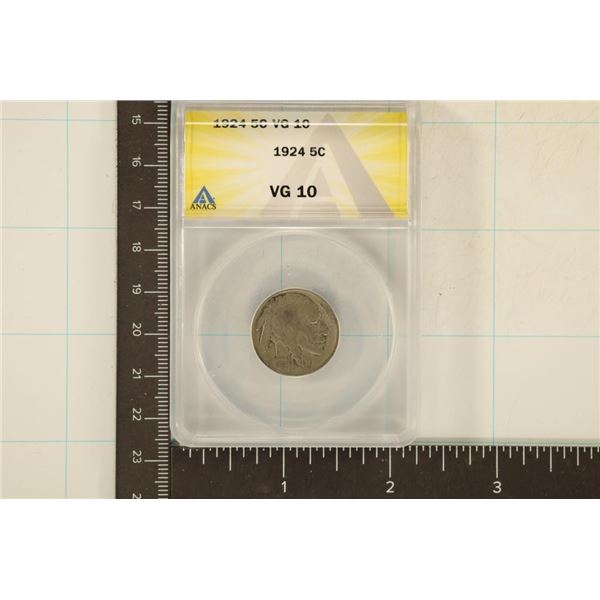 1924 BUFFALO NICKEL ANACS VERY GOOD 10