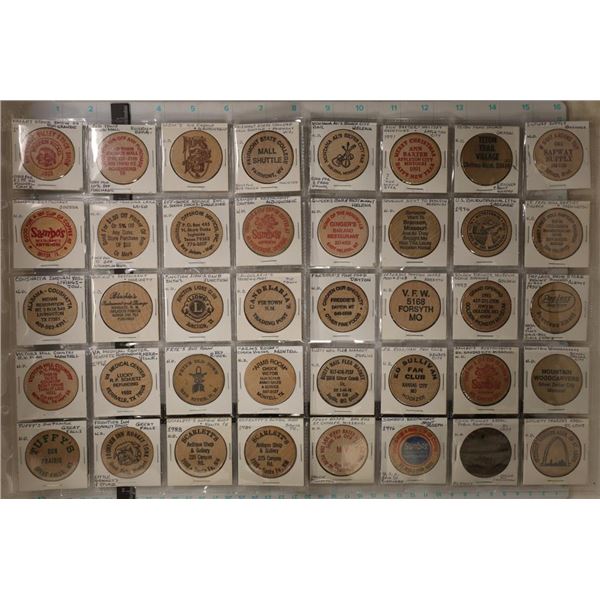 40 ASSORTED WOODEN NICKELS: REO GRANDE