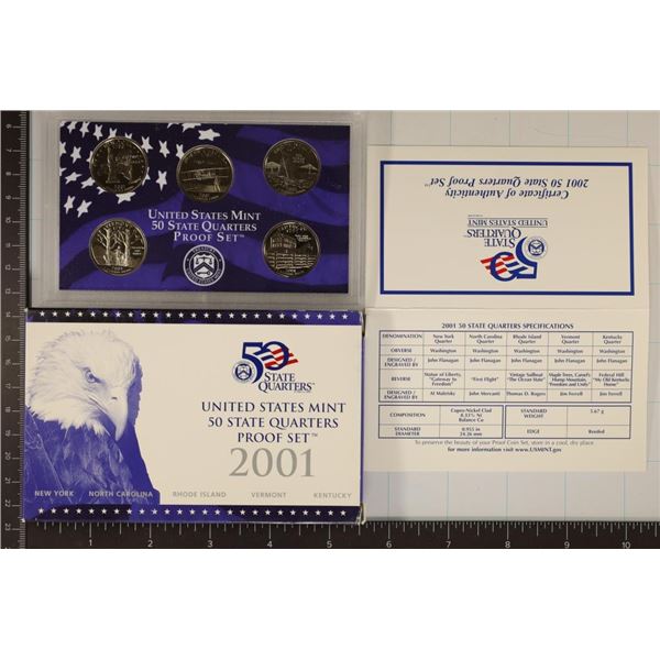2001 US 50 STATE QUARTERS PROOF SET WITH BOX