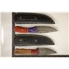 Image 2 : 2 DAMASCUS STEEL KNIVES NEW WITH LEATHER SHEATHS:
