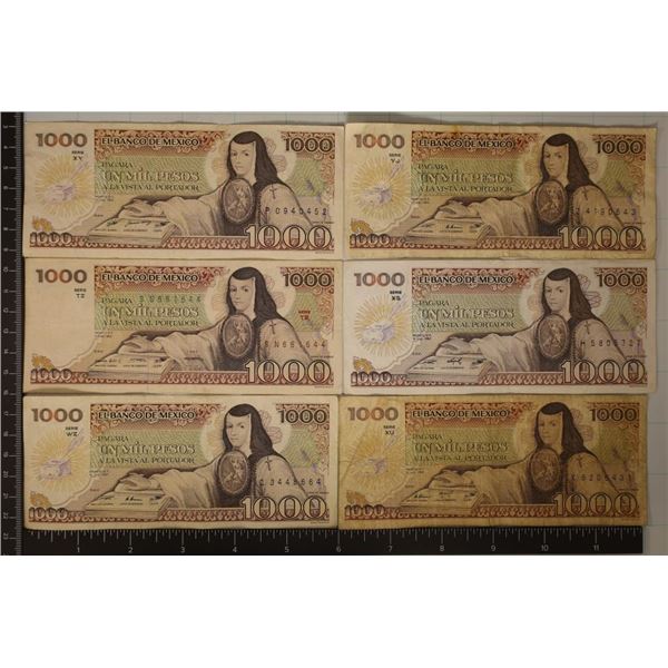 6-1985 MEXICO 1000 PESO BILLS