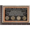 Image 1 : HISTORIC US 5 CENT PIECES FOUR COIN SET: