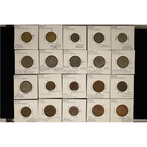 20 CHILI ERROR COINS: 1928-1967 INCLUDING:
