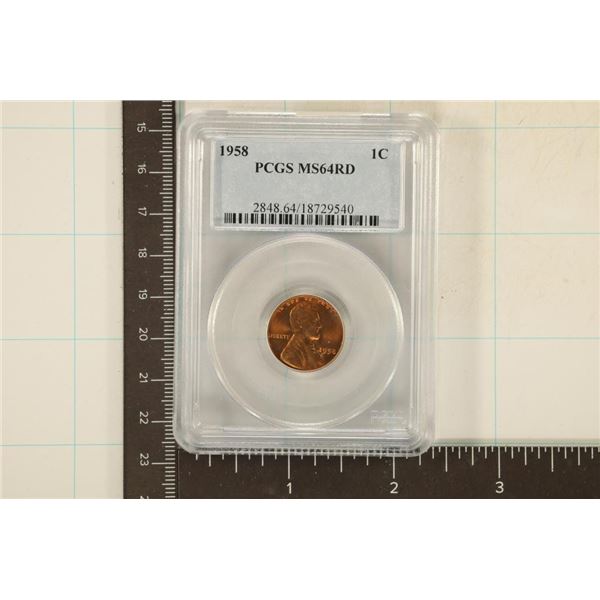 1958 LINCOLN WHEAT CENT PCGS MS64RD