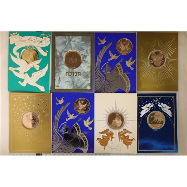 8-FRANKLIN MINT HOLIDAY METAL ROUNDS IN CARDS ALL