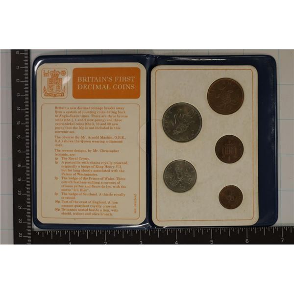 GREAT BRITAIN 5 DECIMAL SET, IN ORIGINAL MINT PACK