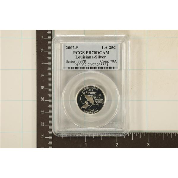 2002-S SILVER LOUISIANA QUARTER PCGS PR70 DCAM
