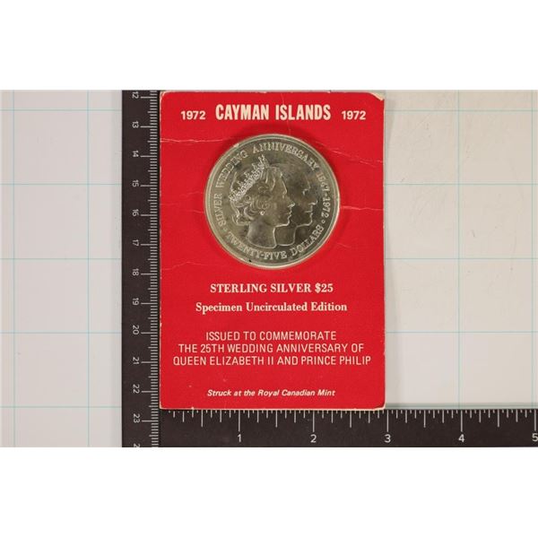 1972 CAYMAN ISLANDS SILVER $25 SPECIMEN UNC