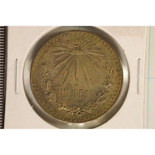 1944 MEXICO CAP & RAYS SILVER PESO .3857 OZ. ASW