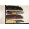 Image 2 : 2 DAMASCUS STEEL KNIVES NEW WITH LEATHER SHEATHS: