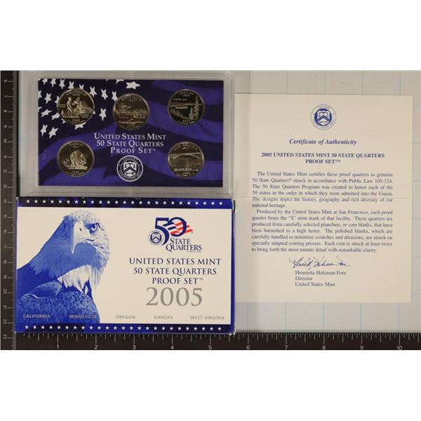 2005 US 50 STATE QUARTERS PROOF SET WITH BOX