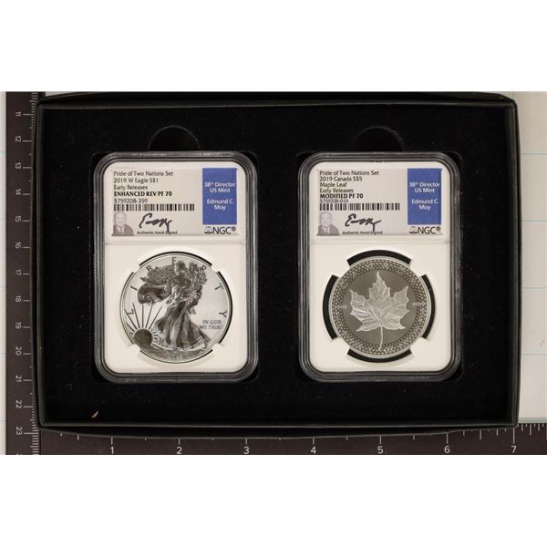 2 NGC CERTIFIED SILVER COINS PRIDE OF TWO NATIONS