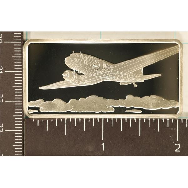 1.02 TROY OZ. PF STERLING SILVER AIRPLANE INGOT: