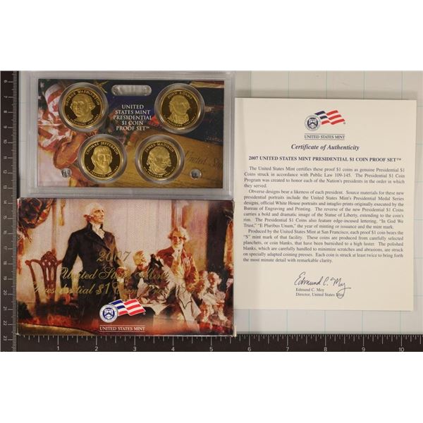 2007 US PRESIDENTIAL DOLLAR 4 COIN PF SET WITH BOX
