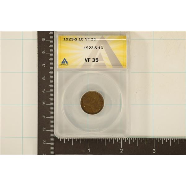 1923-S LINCOLN WHEAT CENT ANACS VERY FINE 35