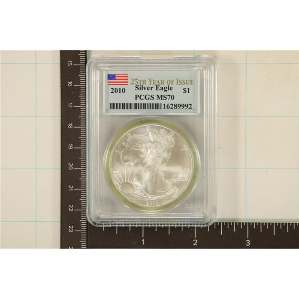 2010 AMERICAN SILVER EAGLE PCGS MS70 1 OZ SILVER