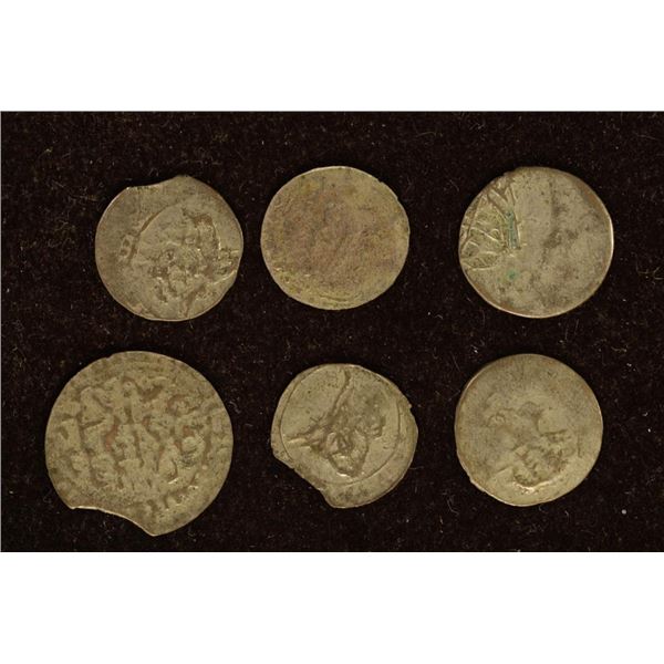 6 SILVER DIME SIZED OTTOMAN EMPIRE PARA COINS: