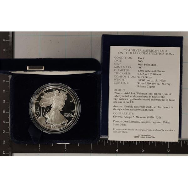 2004-W PROOF AMERICAN SILVER EAGLE & CERTIFICATE