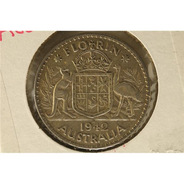 1942-S AUSTRALIA SILVER FLORIN .3364 OZ. ASW