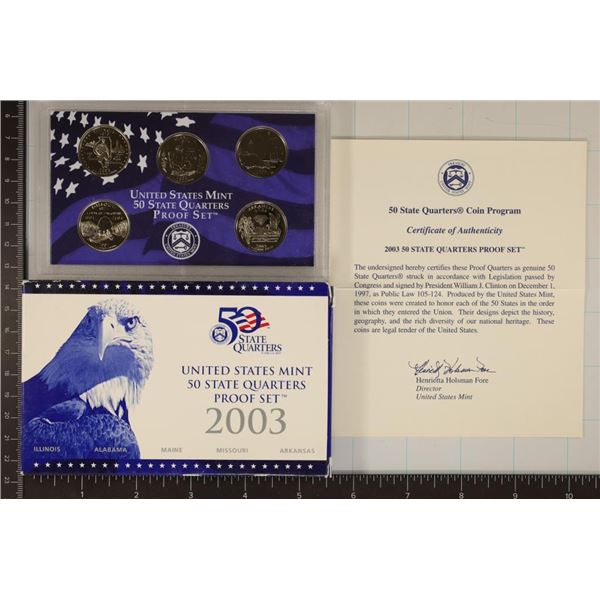 2003 US 50 STATE QUARTERS PROOF SET WITH BOX