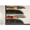 Image 2 : 2 DAMASCUS STEEL KNIVES NEW WITH LEATHER SHEATHS: