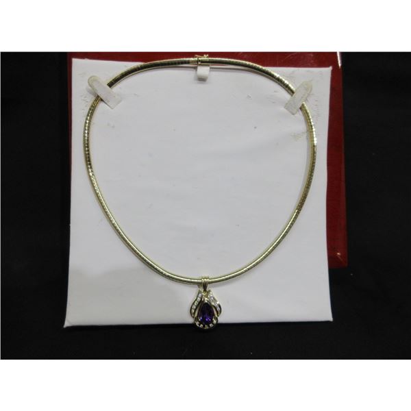 14K Gold Necklace & Pendant with Diamonds & Tanzanite Gem