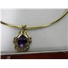 Image 2 : 14K Gold Necklace & Pendant with Diamonds & Tanzanite Gem