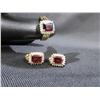 Image 1 : Ring & Earrings Set - 10K with Diamonds & Possible Garnets