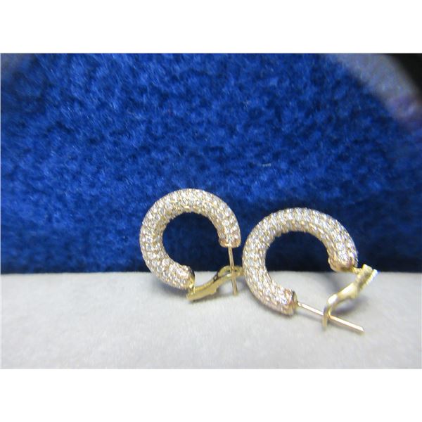 Pave Diamond Hoop Earrings 10K Gold with 356 Diamonds