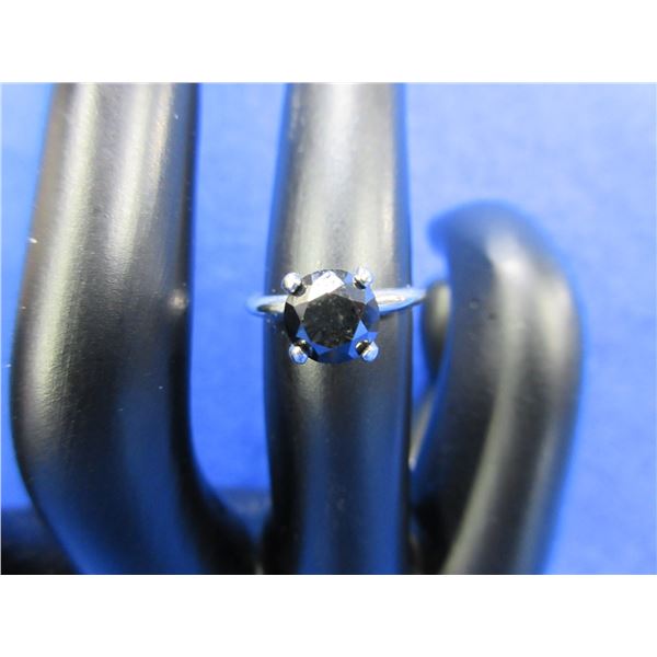 Lady's 14K White Gold Ring with Back Diamond 1.20 ct.