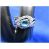 Image 1 : Lady's Sterling (.925) Silver Ring with Blue Stone & Crystals