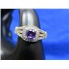 Image 1 : Lady's Sterling (.925) Silver Ring with Purple Stone & Crystals