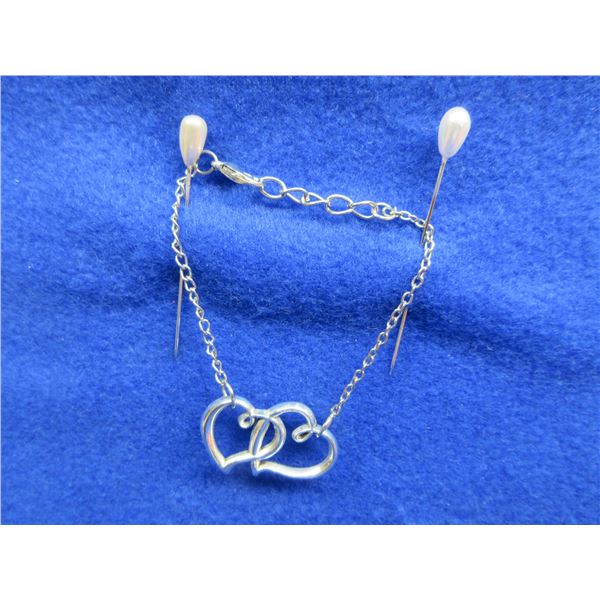 Double Heart Bracelet - 7 Inch - No Markings