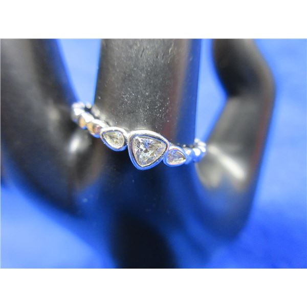 Ring with Triangular Stone & Crystals - No Markings - Size 10