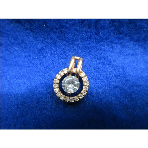 Pendant with Light Blue Stone & Crystals - No Markings