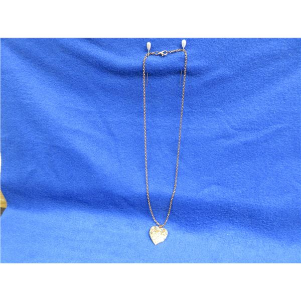 Heart Shaped Locket and Chain  - No Markings - 20 Inch