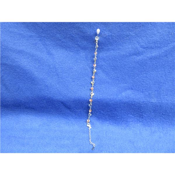 Bracelet with Redish Colored Stones - 8 Inch