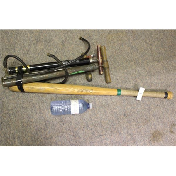 Cooper Baseball bat and 3 tire pumps