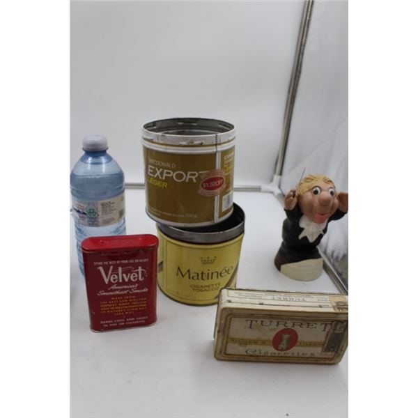 Assorted tobacco tins, Pianotel phone & assorted