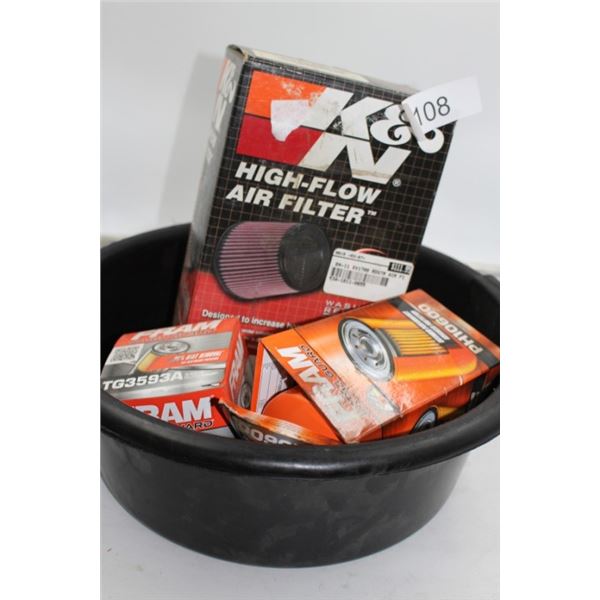 Hgh-flow washable air filter, 2 Fram oil filters,