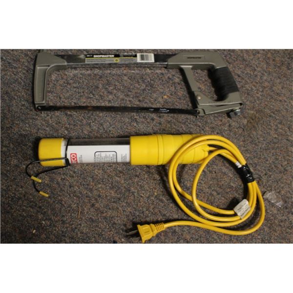 Bayco light, saw, and grease gun